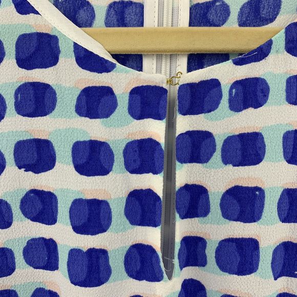 Kate Spade Shorts Romper Blue Seaside Stamp Sleeveless Belted Zip Up Medium - Picture 8 of 12